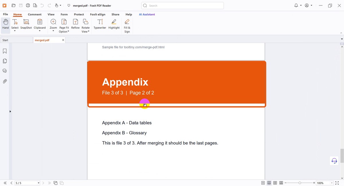 Last page of the merged PDF, Appendix page 2