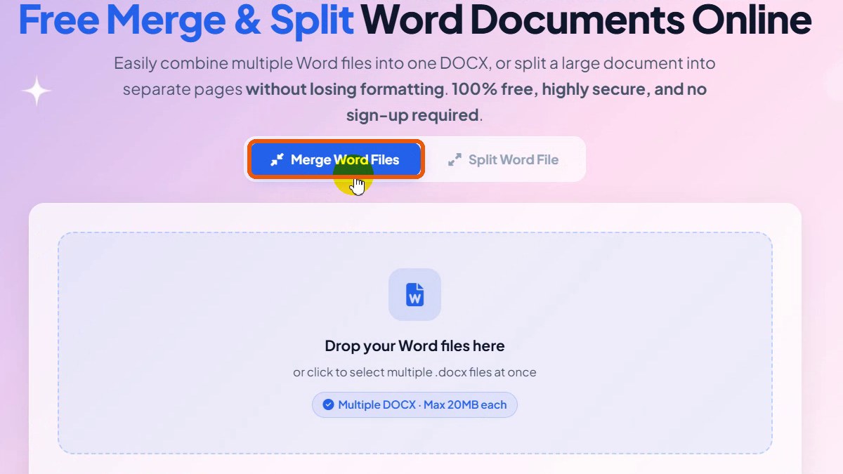 Merge Word Files tab selected