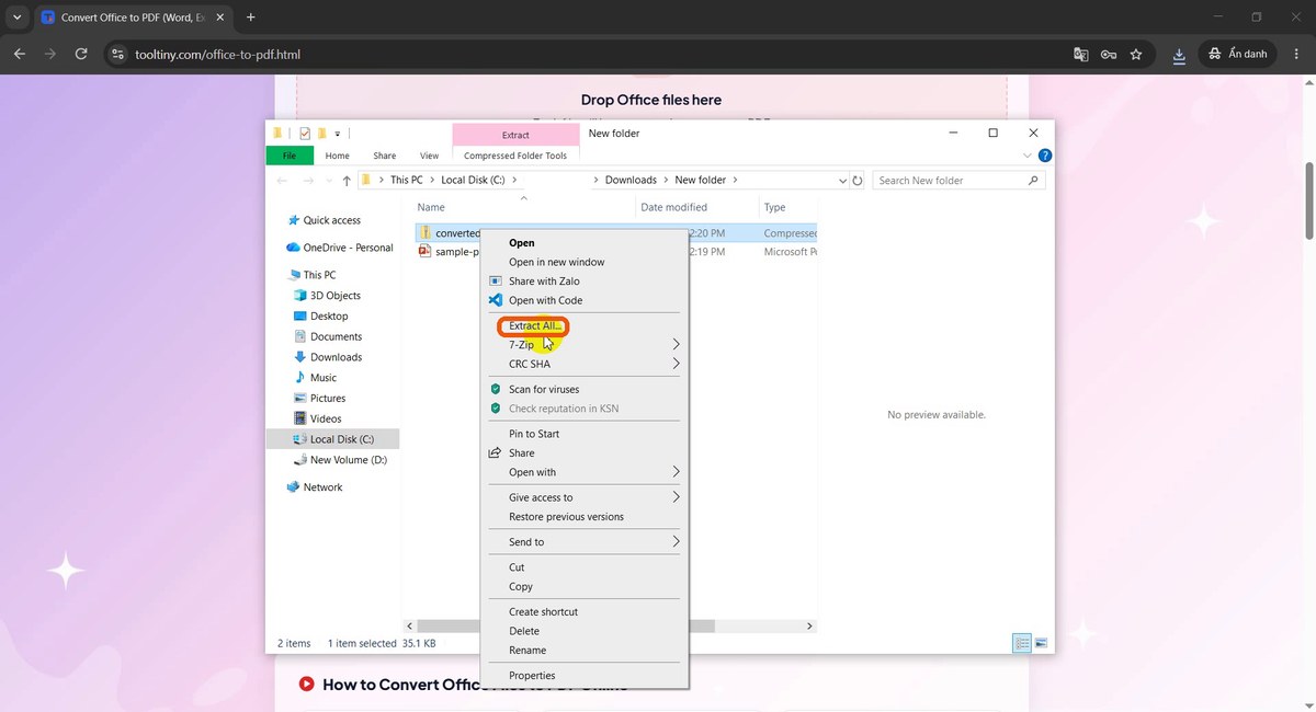 Extract All in the context menu